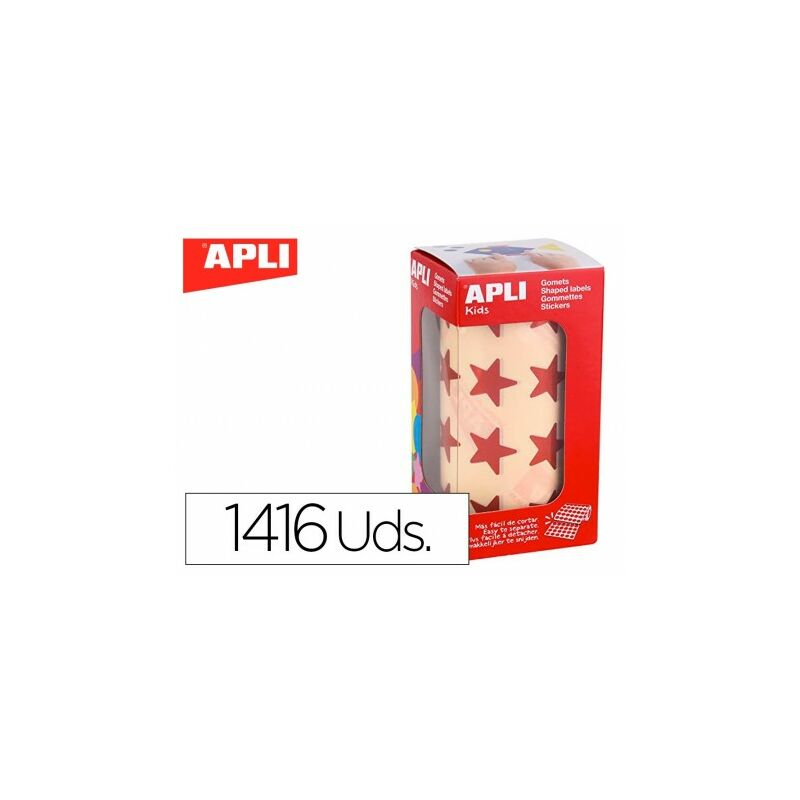 Apli Gomets Estrella 19.5mm - 1416 Unidades por Rollo - Adhesivo Permanente - Ideal para Actividades Infantiles