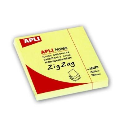 Apli Classic Bloc de 100 Notas Adhesivas Zigzag 75 x 75 mm - Color Amarillo