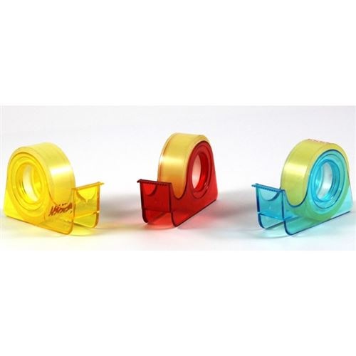 Apli Porta Cinta School con Cinta Adhesiva Transparente - 15mm x 10m - Facil de Usar y Transportar - Ideal para Estudiantes y Oficinas - Transparente