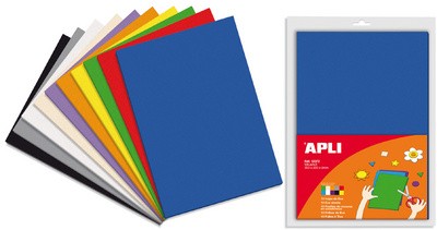 Apli Pack de 10 Goma Eva Multicolor A4 - Grosor 2 mm - Impermeable - Moldeable al Calor - Colores Surtidos