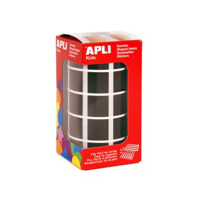Apli Gomets Cuadrados Negros - 15 x 15mm - 59 Hojas Pretroqueladas - 2832 Gomets por Rollo - Ideal para Escuelas y Talleres Infantiles - Normas EN-71 y FSC - Adhesivo Base Agua - Materiales 100% Reciclables