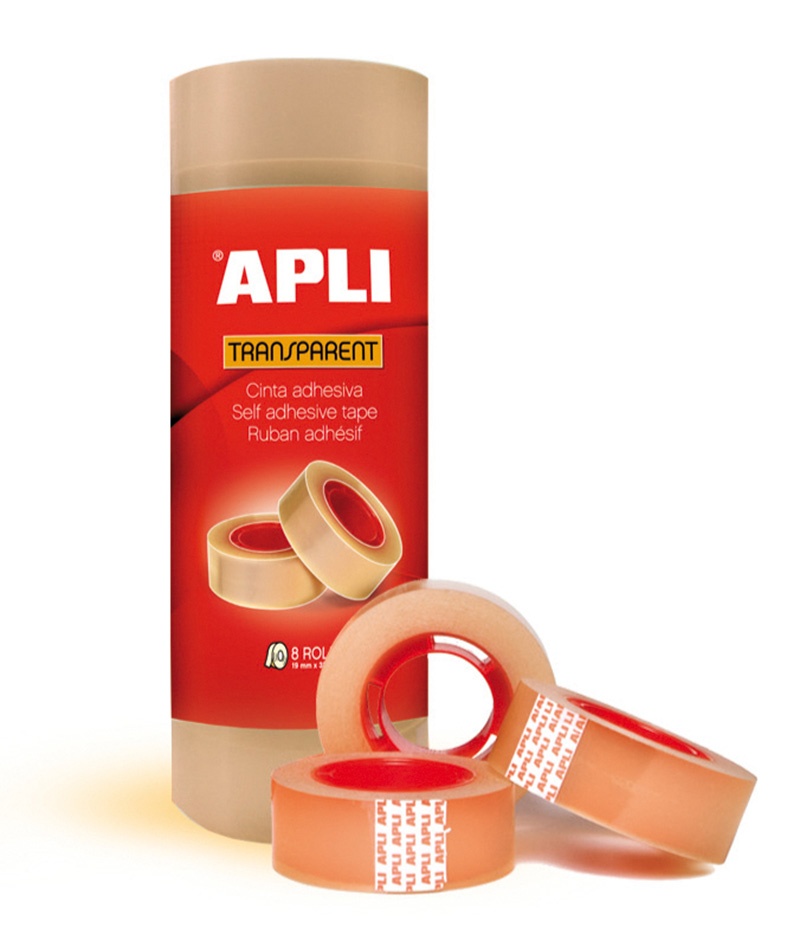 Apli Pack de 8 Cintas Adhesivas Transparentes 19 mm x 33 m
