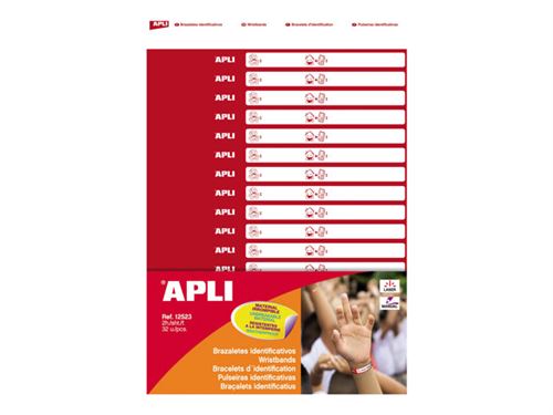 Apli Brazaletes Identificativos - Ideales para Niños en Lugares Concurridos - Faciles de Colocar - Extra Resistentes - Aptos para Impresoras Laser y Escritura Manual