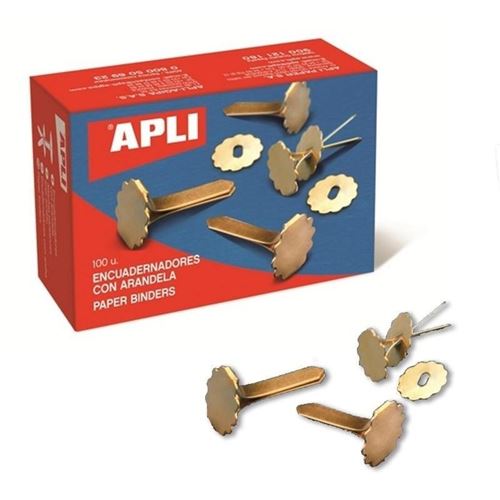 Apli Encuadernadores Metalicos con Arandela - 25mm - Caja de 100 - Incluye Arandela para Embellecer y Evitar Rozaduras - Aptos para Todo Tipo de Documentos