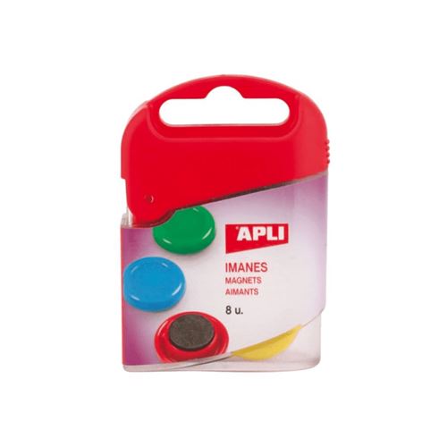 Apli Pack de 8 Imanes Ø 20 mm - Colores Surtidos