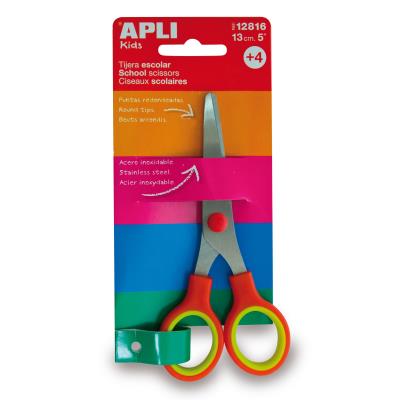 Apli Tijera Escolar 13 cm - Punta Redondeada - Ergonomica - Uso Ambidiestro - Color Rojo