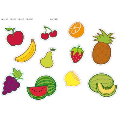 Apli Gomets Tematicos las Frutas xL - 22 Gomets en 2 Hojas A4 - Desarrollados con Educadores - Adhesivo Removible - Seguros y Ecologicos - Ilustraciones Divertidas - Tamaño xL sin Borde - Coloridos