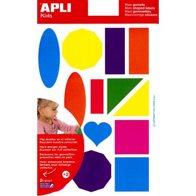 Apli Gomets Tematicos Formas Geometricas xL - 2 Hojas A4 (64 Gomets) - Desarrollados con Educadores - Adhesivo Removible - Tamaño xL sin Borde - Adhesivo Base Agua - Libre de Disolventes - Colorido
