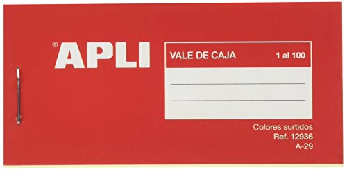Apli Vales de Caja 0-99 - Numeracion Clara y Precisa - Facil de Separar - Colores Variados Surtido