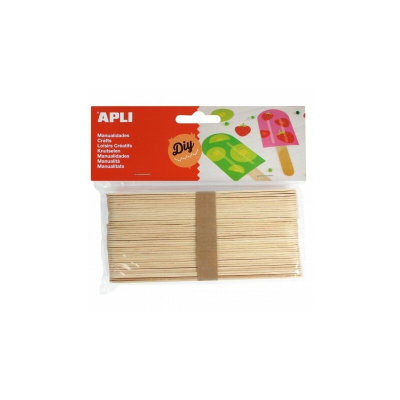 Apli Pack de 40 Palos Polo Jumbo de Madera Natural 150 x 18 mm - Color Madera