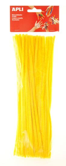 Apli Limpiapipas para Manualidades - Flexibles - Suaves - Tupidos - Facil Manipulacion - Estimula Imaginacion y Creatividad - Desarrolla Psicomotricidad Fina - Color Amarillo