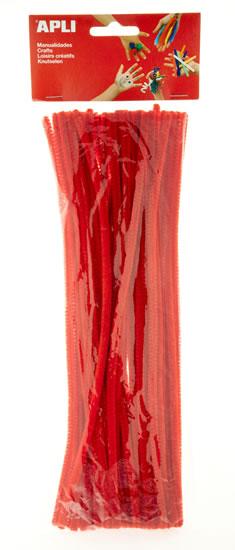Apli Limpiapipas Rojos para Manualidades - Flexibles - Suaves - Tupidos - Facil Manipulacion - Estimula Imaginacion y Creatividad - Desarrolla Psicomotricidad Fina - Color Rojo