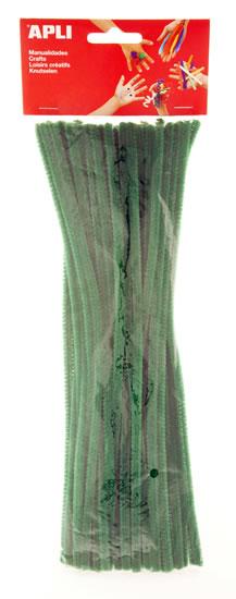 Apli Limpiapipas Verdes para Manualidades - Flexibles - Suaves - Tupidos - Facil Manipulacion - Estimula Creatividad y Psicomotricidad - Ideal para Escuelas y Talleres Infantiles - Color Verde