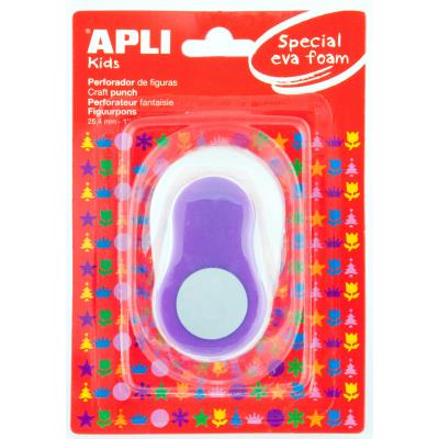 Apli Perforadora de Papel y Goma Eva en Forma de Circulo - Tamaño de Figura 25.4mm - Perfora Papel, Carton, Cartulina y Goma Eva de Hasta 2mm - Deposito de Restos - Color Blanco