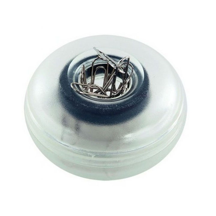 Apli Porta Clips Magnetico - Incluye 35 Clips Nº 1½ - Ahorra Espacio con Gran Capacidad (Ø 70x60 mm) - Facil Apertura para Recargar