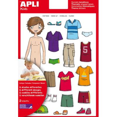 Apli Bolsa de Gomets Tematicos Vestirse Niño - 35 Gomets - Adhesivo Removible - Desarrollados con Educadores - Normas EN-71 y FSC - Adhesivo Base Agua - Libre de Disolventes - ECF - 100% Reciclables - Colorido