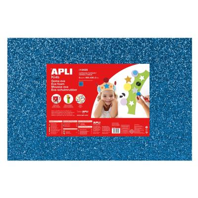 Apli Goma Eva Purpurina Azul 600x400mm - 3 Hojas Brillantes y Flexibles