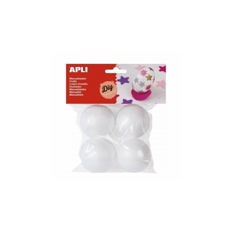 Apli Pack de 4 Bolas de Porexpan Ø 50 mm - Color Blanco