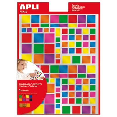 Apli Pack de 732 Gomets Cuadrados - Adhesivo Removible - Acabado Metalizado - Ideales para Escuelas Infantiles - Desarrollo de Habilidades y Creatividad - Colores y Tamaños Surtidos