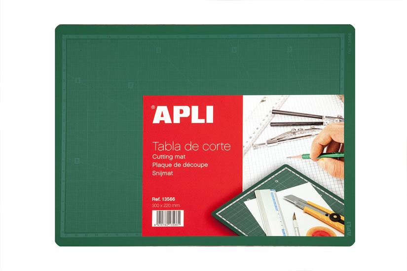 Apli Tabla de Corte PVC A4 - Antideslizante - Auto Cicatrizante - Cuadricula y Angulos Impresos - Ideal para Manualidades y Proyectos - Color Verde