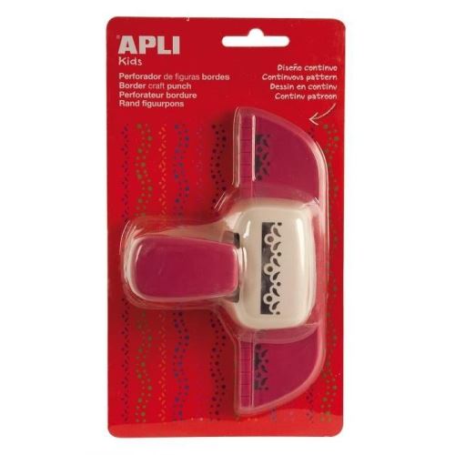 Apli Perforadora de Papel para Bordes en Forma de Flor - Altura de Figura 1cm - Guia de Corte Preimpresa - Deposito de Papel - Ideal para Scrapbooking y Manualidades - Color Blanco