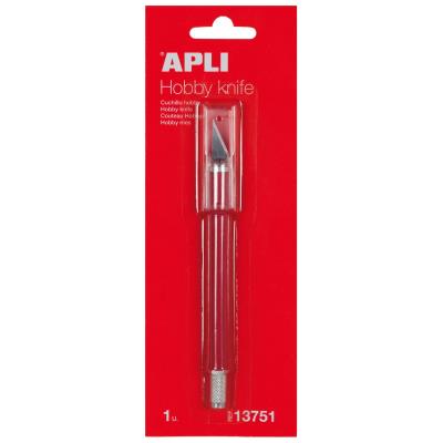 Apli Cuchillo Hobby de Precision - Longitud de la Hoja 3cm - Hoja de Acero Inoxidable - Mango Engomado - Incluye Cuchilla de Repuesto
