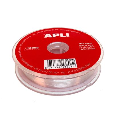 Apli Bobina de Cuerda de Nylon - Alta Calidad - Resistente y Duradero - Ideal para Bricolaje, Jardineria y Manualidades - Color Transparente