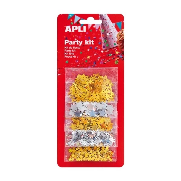 Apli Confeti Estrella Surtido - Ideal para Fiestas, Bodas, Celebraciones Infantiles, Manualidades y Carnaval - Color Oro y Plata