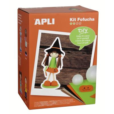 Apli Kit de Manualidades Fofucha Calabaza - Incluye Materiales y Patrones - Instrucciones Visuales - Nivel Medio - Ideal para Actividades Guiadas