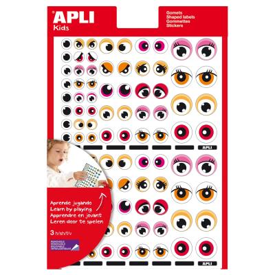 Apli Bolsa de 312 Gomets Tematicos con Ojos - Adhesivo Removible - Desarrolla Habilidades Motoras - Identifica Emociones - Color Rosa y Naranja