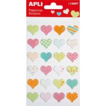 Apli Bolsa de Pegatinas en Forma de Corazones - Estampados de Colores - Acabado Fieltro - Adhesivo Permanente - Estimula Creatividad y Psicomotricidad Infantil