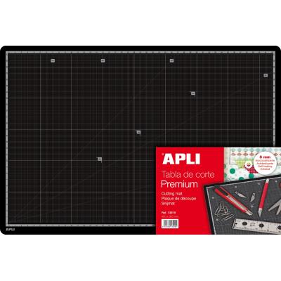 Apli Tabla de Corte PVC A3 - Antideslizante - Auto Cicatrizante - Impresion en Gris - Calidad Superior - Ultrarresistente - Precision Total - Color Negro
