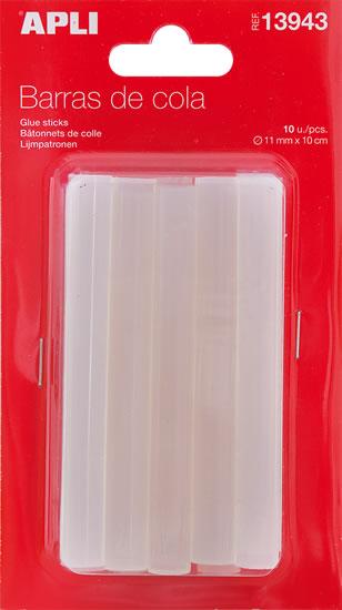 Apli Pack de 10 Barras de Adhesivo Termofusible Ø11mmx10cm - Compatible con Pistolas Ø11mm - Precision y Limpieza