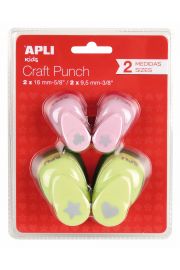 Apli Pack de 4 Perforadoras de Papel con Formas Variadas - Estrella (16mm), Corazon (16mm), Trebol (9.5mm) y Flor (9.5mm) - Alta Calidad para Papel, Carton y Cartulina - Deposito de Papel - Doble Uso para Decoracion