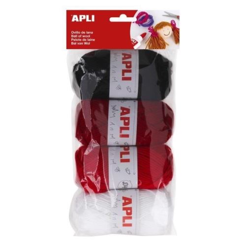 Apli Pack de 4 Ovillos de Lana Acrilica - Tonos Rojos y Combinables - Flexibles y Resistentes - Lavables a Maquina - Ideales para Manualidades y Tejido - Colores Surtidos