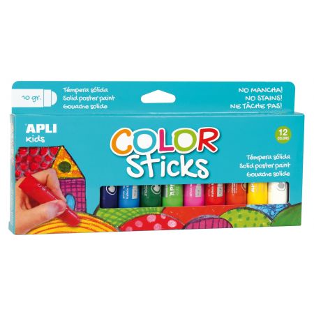 Apli Pack de 12 Temperas Solidas 10g - Acabado Satinado - No Manchan - Colores Solidos