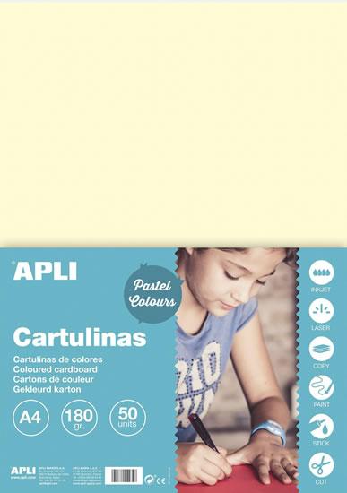 Apli Pack de 50 Cartulinas A4 170g - Libre de Acidos - Aptas para Uso Escolar - Color Marfil