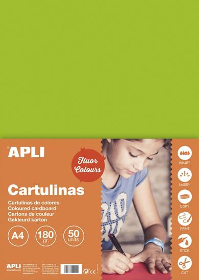 Apli Cartulina Verde Fluorescente A4 170g 50 Hojas