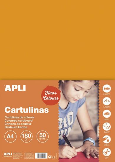 Apli Cartulina Naranja Fluorescente A4 170g 50 Hojas