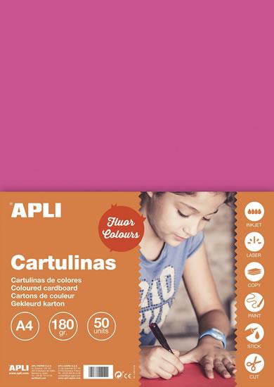 Apli Cartulina Rosa Fluorescente A4 170g 50 Hojas