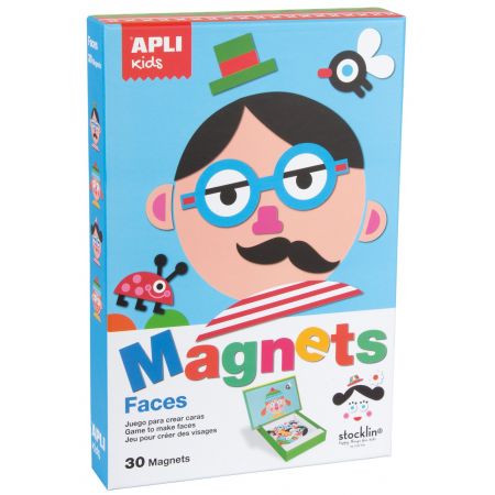 Apli Kids Juego Magnetico Caras Divertidas - Escenario Imantado de 28x18cm - 30 Fichas para Crear Personajes - Fomenta la Imaginacion y la Atencion - Diseño Exclusivo - Colorido