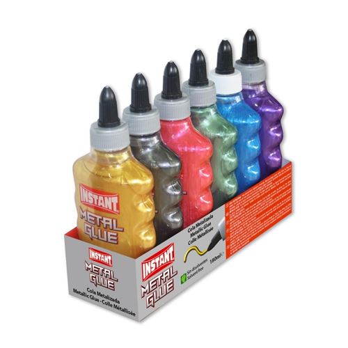 Instant Glitter Galaxy Cola con Purpurina 180ml - Apto para Uso Infantil y/o Domestico - Sin Disolventes - Colores Metalicos Surtidos