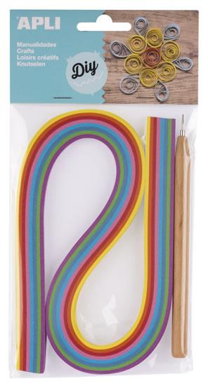 Apli Kit de Quilling - Incluye Herramienta y 120 Tiras de Papel - Ideal para Decoraciones y Manualidades Originales - Perfecto para Tarjetas, Invitaciones, Joyas y Mas - Colores Surtidos