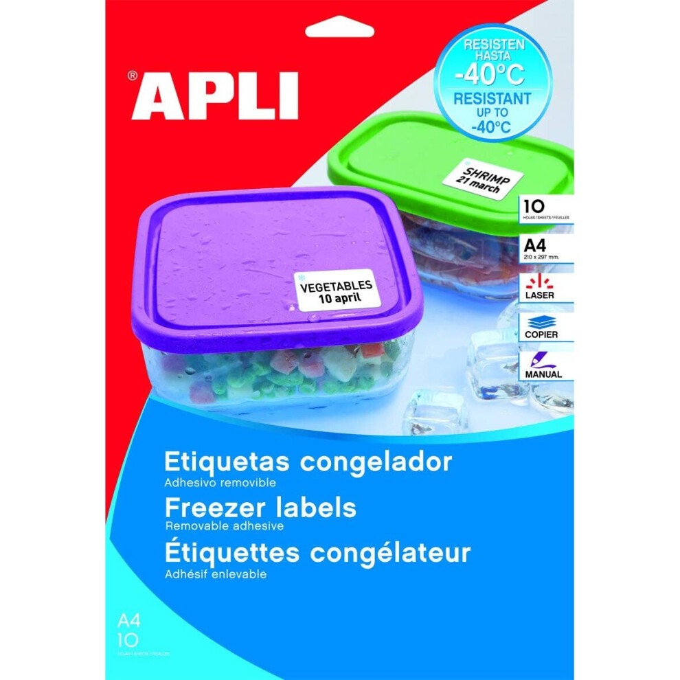 Apli Etiquetas Blancas Especial Congelador 210 x 297mm 10 Hojas
