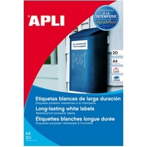 Apli Etiquetas Blancas Resistentes Intemperie 99.1 x 67.7mm 20 Hojas