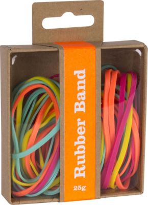 Apli Fluor Collection Gomas Elasticas - 25gr - Caja Kraft con Eurohole - Colores Fluorescentes: Fucsia, Amarillo, Naranja y Turquesa - Pack de Recambio para Expositor Ref 15146