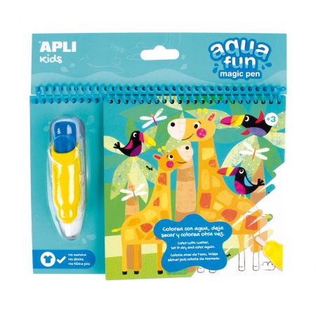 Apli Bloc para Colorear con Pincel de Agua Jungla - Ilustrado por Liza Lewis - Reutilizable - Sin Manchas - Compacto y Portatil - Estimula Creatividad y Psicomotricidad