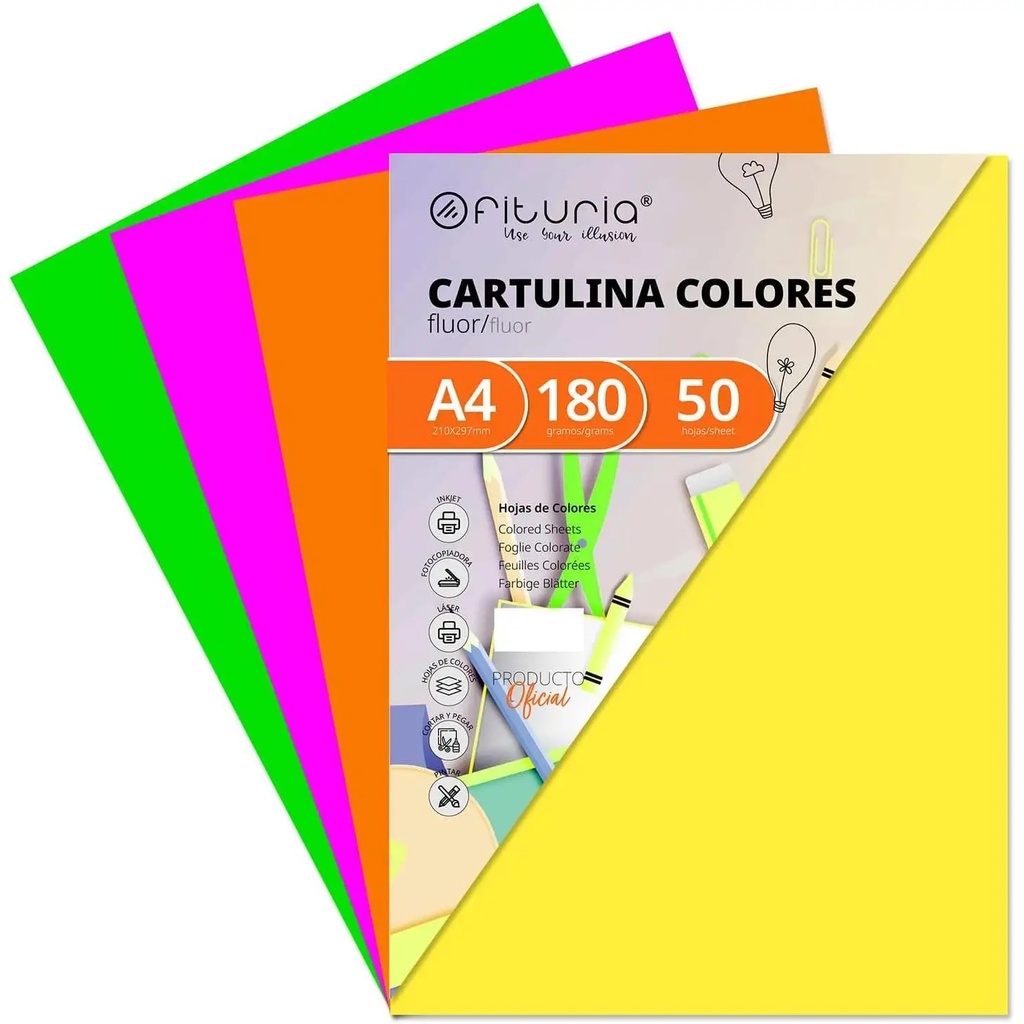 Fabrisa Pack de 50 Cartulinas 180 g/m² - Tamaño A4 - Color Marron