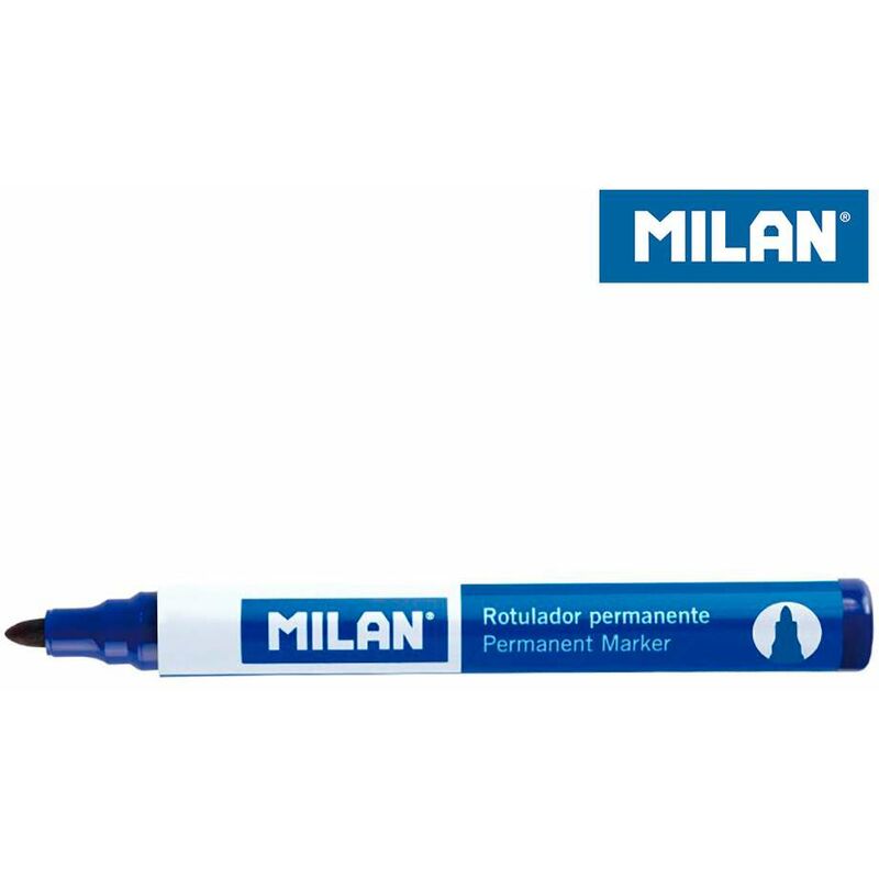 Milan Rotulador Permanente - Punta Redonda 4mm - Tinta a Base de Alcohol - Color Azul