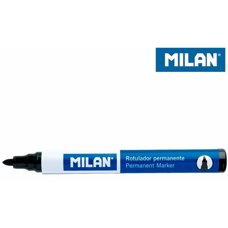 Milan Rotulador Permanente - Punta Redonda 4mm - Tinta a Base de Alcohol - Color Negro